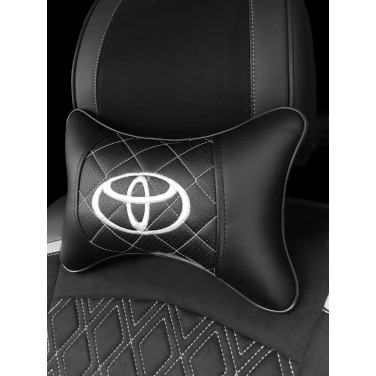 Подушка на подголовник TOYOTA (с белой прошивкой по экокоже)