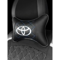 Подушка на подголовник TOYOTA (с голубой прошивкой по экокоже)