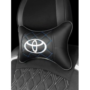 Подушка на подголовник TOYOTA (с голубой прошивкой по экокоже)