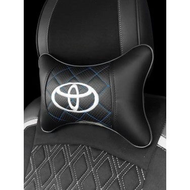 Подушка на подголовник TOYOTA (с голубой прошивкой по экокоже)