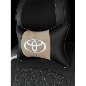 Подушка на подголовник TOYOTA (с вышивкой по бежевому велюру)