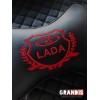 Подушка на подголовник LADA (с красной вышивкой, из экокожи) - Фото № 2