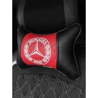 Подушка на подголовник Mercedes-Benz (с красной вставкой, из экокожи)