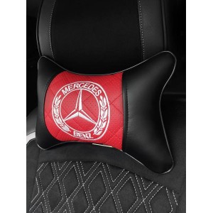 Подушка на подголовник Mercedes-Benz (с красной вставкой, из экокожи)