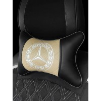 Подушка на подголовник Mercedes-Benz (с бежевой вставкой, из экокожи)
