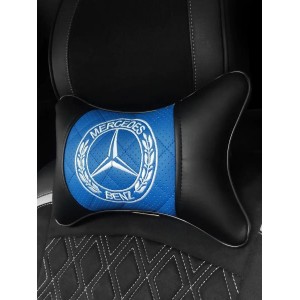 Подушка на подголовник Mercedes-Benz (с синей вставкой, из экокожи)