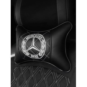 Подушка на подголовник Mercedes-Benz (из экокожи с белой прострочкой)