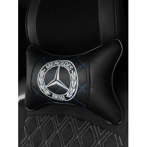 Подушка на подголовник Mercedes-Benz (из экокожи с синей прострочкой)