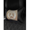 Подушка на подголовник Mercedes-Benz (из экокожи с бежевым велюром)