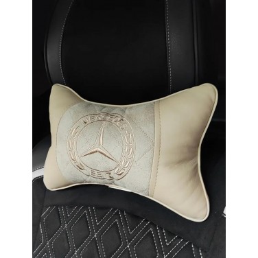 Подушка на подголовник Mercedes-Benz (белая, из экокожи)