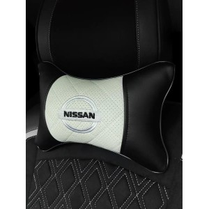 Подушка на подголовник NISSAN (из экокожи с белой вставкой)