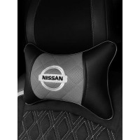 Подушка на подголовник NISSAN (из экокожи с серой вставкой)