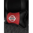 Подушка на подголовник NISSAN (из экокожи с красной вставкой)