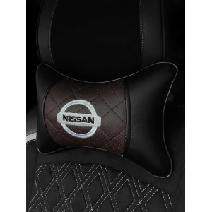 Подушка на подголовник NISSAN (из экокожи с коричневой вставкой)
