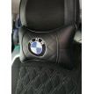 Подушка на подголовник BMW (черная, из экокожи)