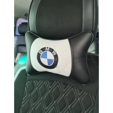 Подушка на подголовник BMW (с белой вставкой, из экокожи)
