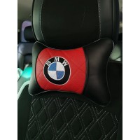 Подушка на подголовник BMW (с красной вставкой, из экокожи)