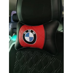 Подушка на подголовник BMW (с красной вставкой, из экокожи)