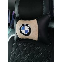 Подушка на подголовник BMW (с бежевой вставкой, из экокожи)