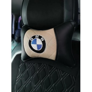 Подушка на подголовник BMW (с бежевой вставкой, из экокожи)