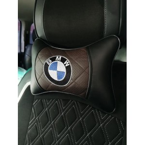 Подушка на подголовник BMW (с коричневой вставкой, из экокожи)