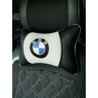 Подушка на подголовник BMW (из экокожи с белым велюром)