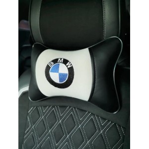 Подушка на подголовник BMW (из экокожи с белым велюром)