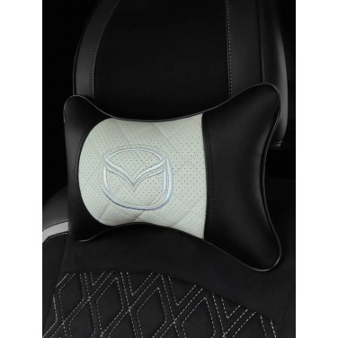 Подушка на подголовник MAZDA (из экокожи с белой вставкой)