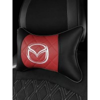 Подушка на подголовник MAZDA (из экокожи с красной вставкой)