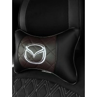 Подушка на подголовник MAZDA (из экокожи с коричневой вставкой)