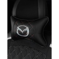 Подушка на подголовник MAZDA (из экокожи с коричневой прошивкой)