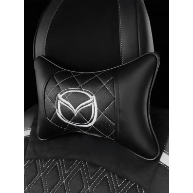 Подушка на подголовник MAZDA (из экокожи с белой прошивкой)
