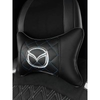 Подушка на подголовник MAZDA (из экокожи с голубой прошивкой)