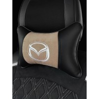 Подушка на подголовник MAZDA (с вышивкой по бежевому велюру)