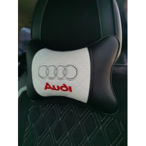 Подушка на подголовник AUDI (из экокожи с белой вставкой)