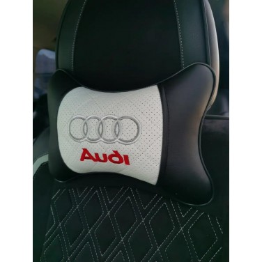 Подушка на подголовник AUDI (из экокожи с белой вставкой)