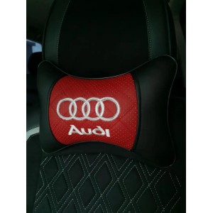 Подушка на подголовник AUDI (из экокожи с красной вставкой)