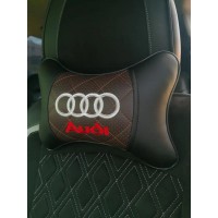 Подушка на подголовник AUDI (с коричневой вставкой, из экокожи)