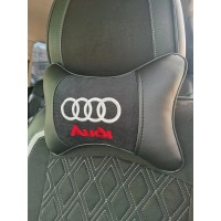 Подушка на подголовник AUDI (из экокожи с серым велюром)