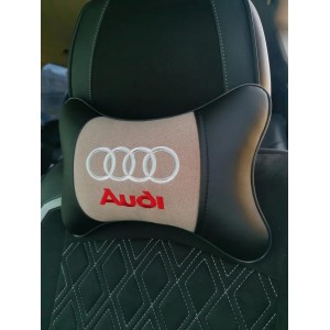 Подушка на подголовник AUDI (из экокожи с бежевым велюром)