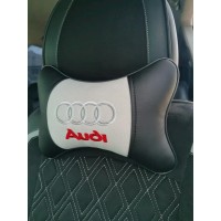 Подушка на подголовник AUDI (из экокожи с белым велюром)