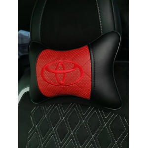Подушка на подголовник TOYOTA (из экокожи c красной вставкой)