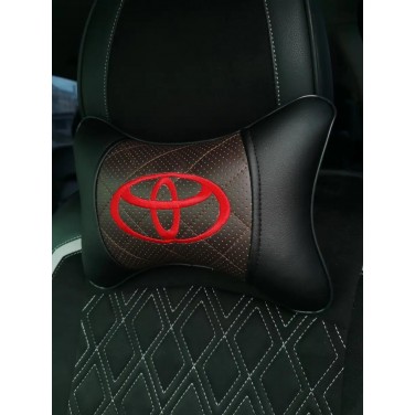 Подушка на подголовник TOYOTA (из экокожи c коричневой вставкой)