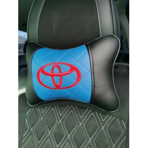 Подушка на подголовник TOYOTA (из экокожи c голубой вставкой)