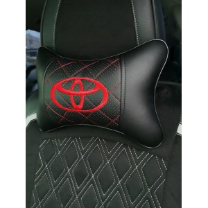 Подушка на подголовник TOYOTA (из экокожи c красной прошивкой)