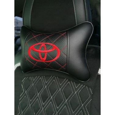 Подушка на подголовник TOYOTA (из экокожи c красной прошивкой)