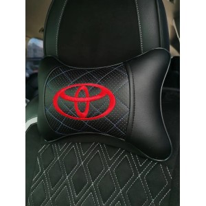 Подушка на подголовник TOYOTA (из экокожи c голубой прошивкой)