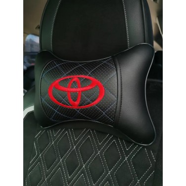 Подушка на подголовник TOYOTA (из экокожи c голубой прошивкой)