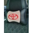 Подушка на подголовник TOYOTA (из экокожи c бежевым велюром)