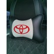 Подушка на подголовник TOYOTA (из экокожи c белым велюром)